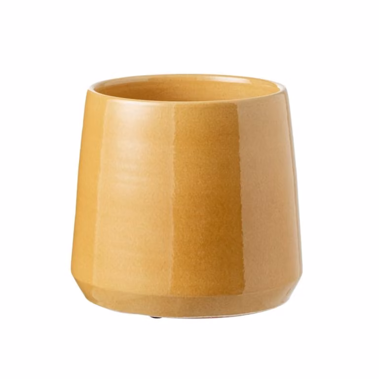 Macetero de mesa redondo de cerámica J-line en color amarillo y dorado, An/P/Al: 17 x 17 x 17 cm
