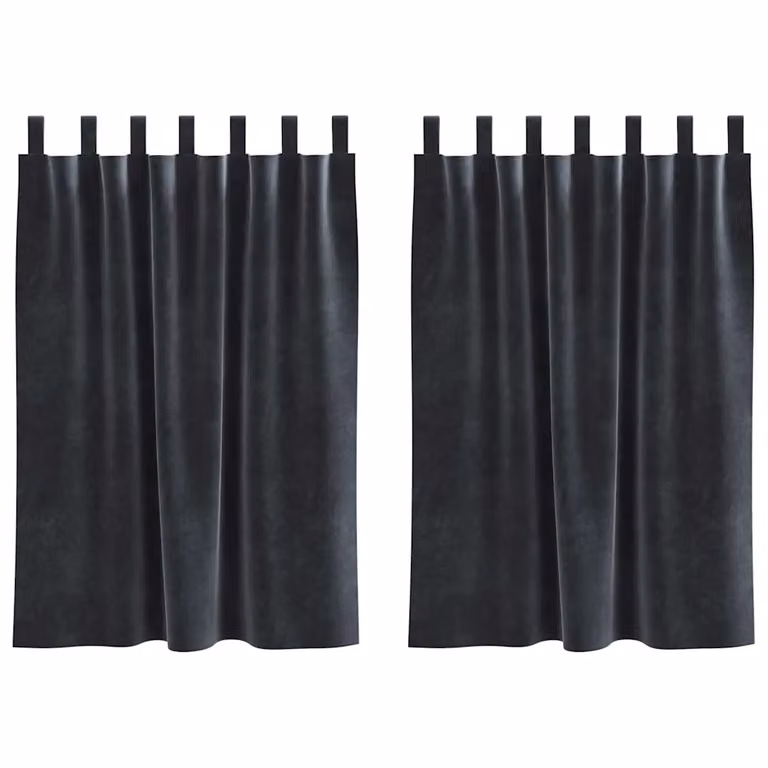 Set de 2 cortinas de terciopelo vidaXL en color gris antracita con efecto blackout, An/Al: 140 x 140 cm