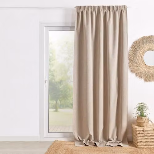 Cortina QABANE 100% opaca de doble cara con cinta fruncida, aislante térmica y acústica, poliéster, An/Al: 240 x 260 cm