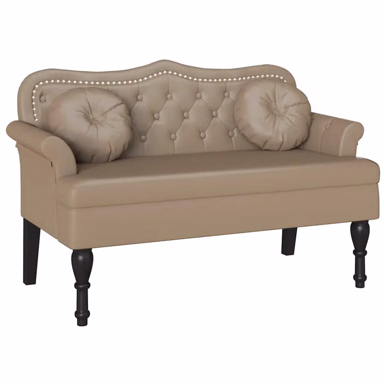 vidaXL Banco Chesterfield en Cuero Sintético Color Capuchino An/P/Al: 120.5 x 65 x 75 cm