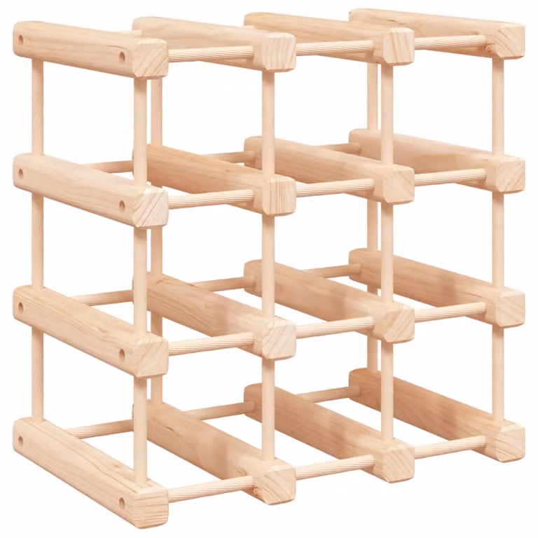 Botellero vidaXL para 12 botellas de madera de pino maciza, color beige, An/P/Al: 36 x 23 x 36 cm