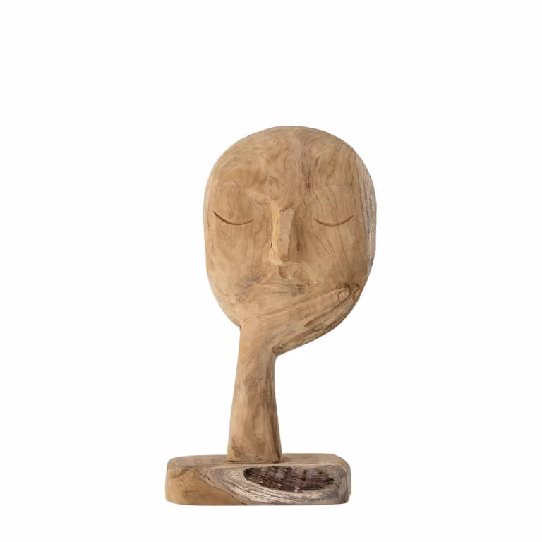 Escultura de madera orgánica Bloomingville color beige de 35 cm para mesa