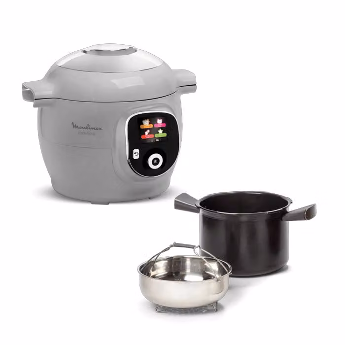 Olla eléctrica multicocción inteligente Moulinex Cookeo+, 6 l, Gris, con control por aplicación y función mantener caliente