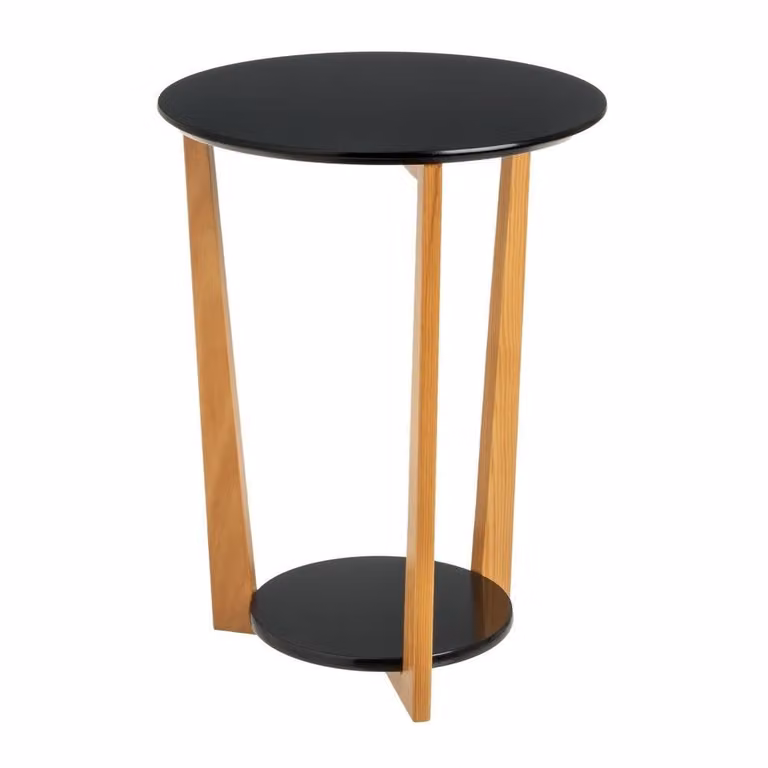 Mesa auxiliar cuadrada de pino y mdf negro casaselección An/P/Al: 45 x 45 x 60 cm