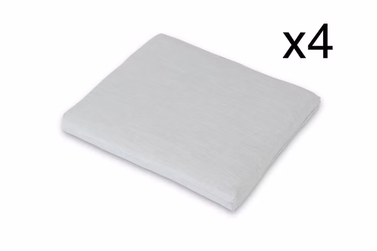 Pack de 4 cojines rectangulares para silla de jardín Defora Home en gris, con funda lavable y materiales reciclados, An/P/Al: 45 x 40 x 5 cm