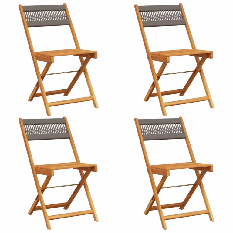 Set de 4 sillas de jardín reclinables Syfax de madera de acacia tratada y aceite en color gris con reposabrazos
