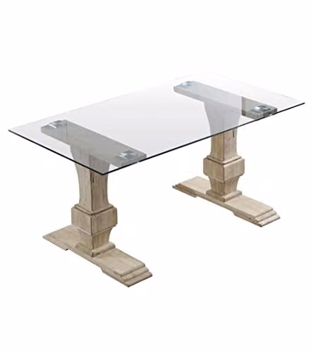 Mesa de comedor Home Heavenly Victoria de cristal transparente y madera de roble, An/P/Al: 160 x 90 x 76 cm