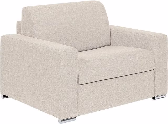 Sillón cama convertible Express de Vente-Unique en tejido jaspeado beige con colchón de 14 cm y láminas de 70 cm