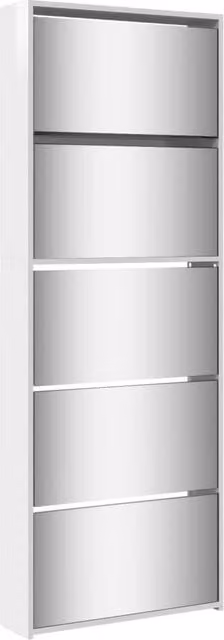 Armario zapatero moderno HELLOSHOP26 en blanco brillante con compartimentos basculantes, An/P/Al: 63 x 17 x 169,5 cm