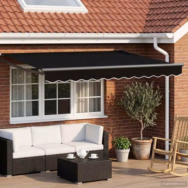 Toldo manual retráctil con LEDs Maison exclusive en negro y antracita, An/P/Al: 3 x 2,5 x 2,45 m