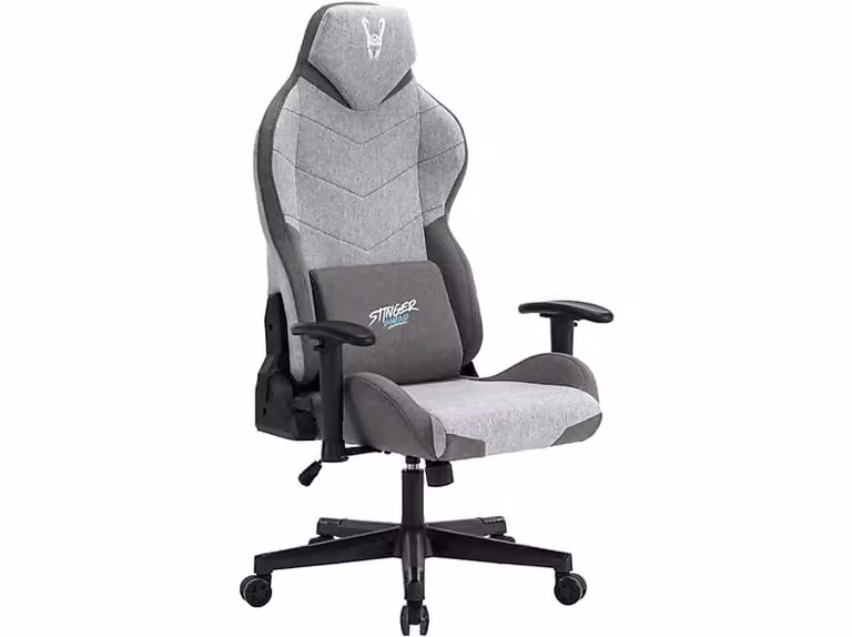 Silla gaming Woxter Stinger Station Titan Light en color negro y gris con tejido y reposacabezas