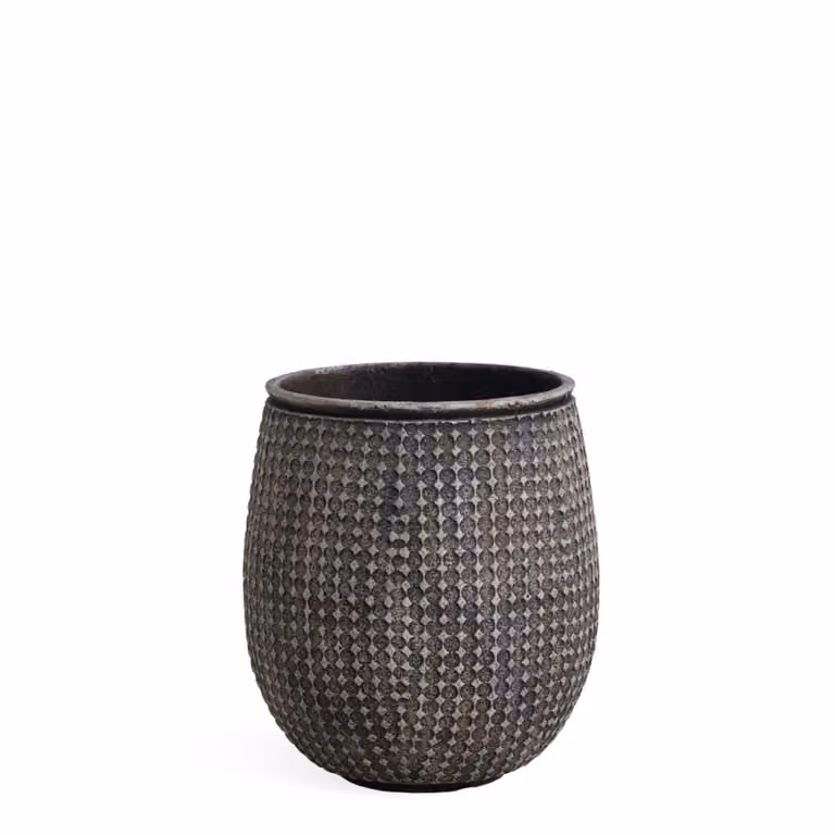 Macetero decorativo geométrico de cemento Sia Deco color marrón para mesa An/P/Al: 34,5 x 37,5 x 34,5 cm
