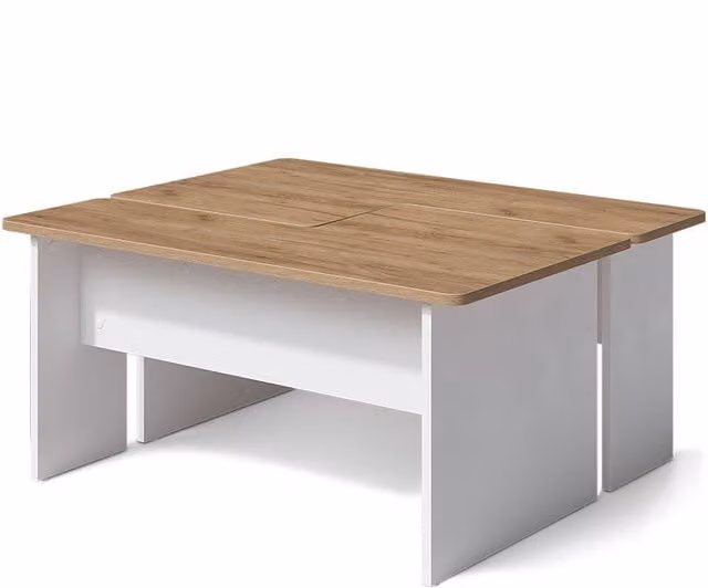 Conjunto de 2 mesas de centro Duvo Vicco en roble y blanco para tu salón