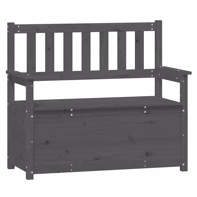 vidaXL Banco de madera de pino con reposapiés y zapatero, estilo rústico, gris, An/P/Al: 112,5 x 51,5 x 96,5 cm