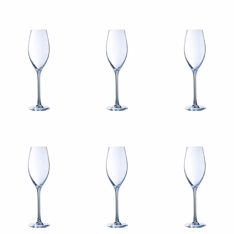 Juego de 6 copas flauta de champagne Chef&Sommelier en cristal transparente de 24 cl