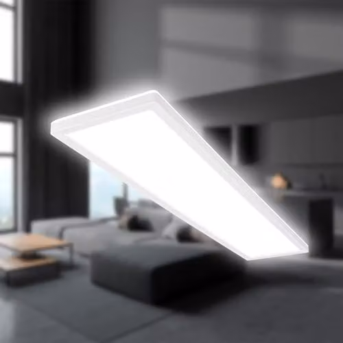 Lámpara de techo LED B.K.Licht tipo panel para baño y cocina, luz blanca, IP44, An/P/Al: 98 x 20 x 3 cm, color blanco