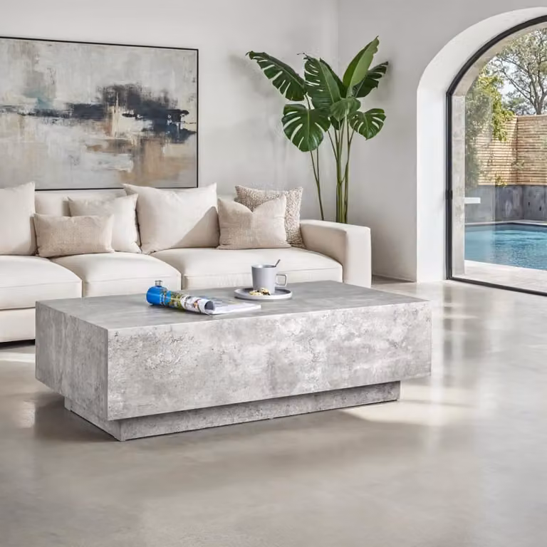 Mesa de centro TecTake moderna de MDF con aspecto de hormigón en color gris, An/P/Al: 120 x 60 x 35 cm