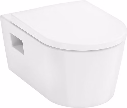 Juego de inodoro suspendida Hansgrohe EluPura Original S en cerámica blanca con asiento de inodoro y sistema de descarga rimless An/P/Al: 36.5 x 40.0 x 54.0 cm
