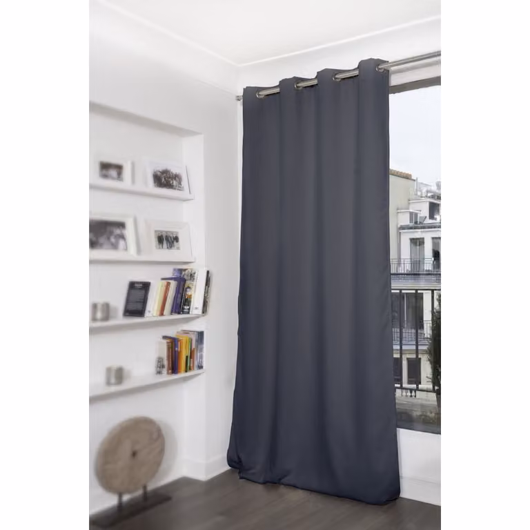Cortina térmica Moondream ThermActiv 2en1 aislante anti-calor y anti-frío, opaca con ollaos, color gris, An: 140 cm, Al: 260 cm