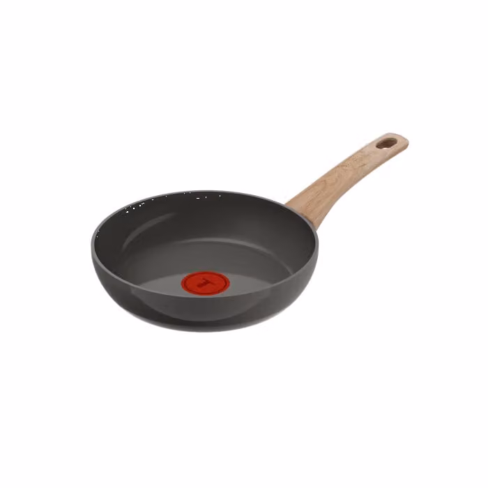 Sartén Tefal Renew de 20 cm con revestimiento cerámico antiadherente y cuerpo de aluminio reciclado en color gris, compatible con inducción