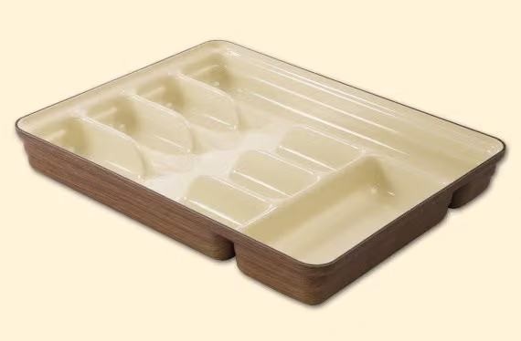Portacubiertos de madera Denox color marrón con 5 compartimientos An/P/Al: 34,5 x 27,5 x 6 cm