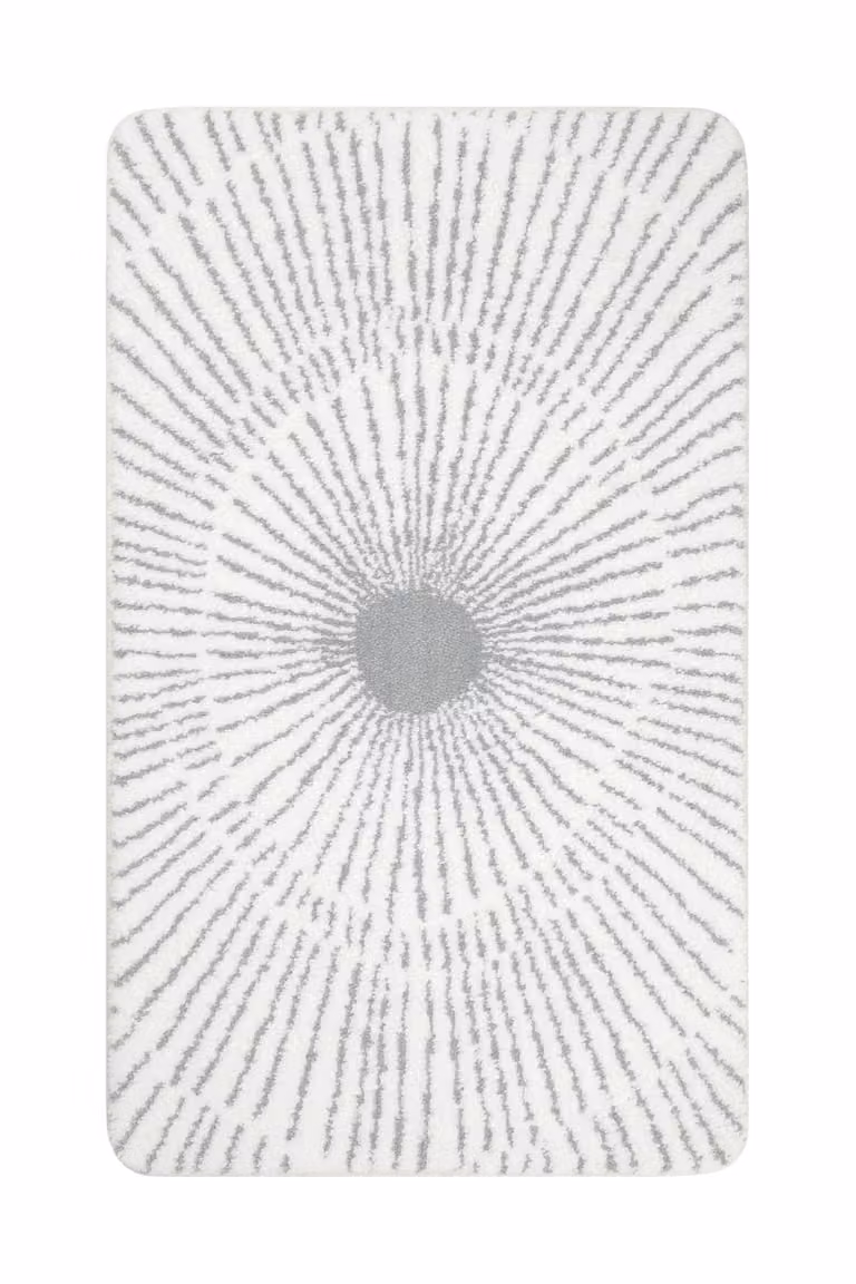 Alfombra de baño JASBEER con diseño gráfico moderno en blanco y gris, antideslizante y lavable, An/P: 80 x 150 cm