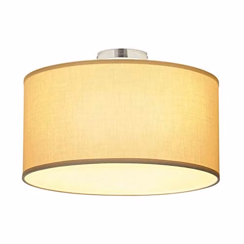 Luminaria de techo SLV Soprana CL-1 de color beige con pantalla de tela y diseño cuadrado para 3 bombillas de 60W