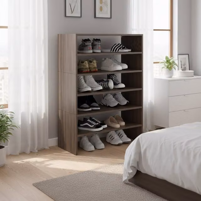 Combo Zapatero Viena de TUHOME CONCEPT en color gris y marrón con estantes internos y diseño moderno para dormitorio o pasillo