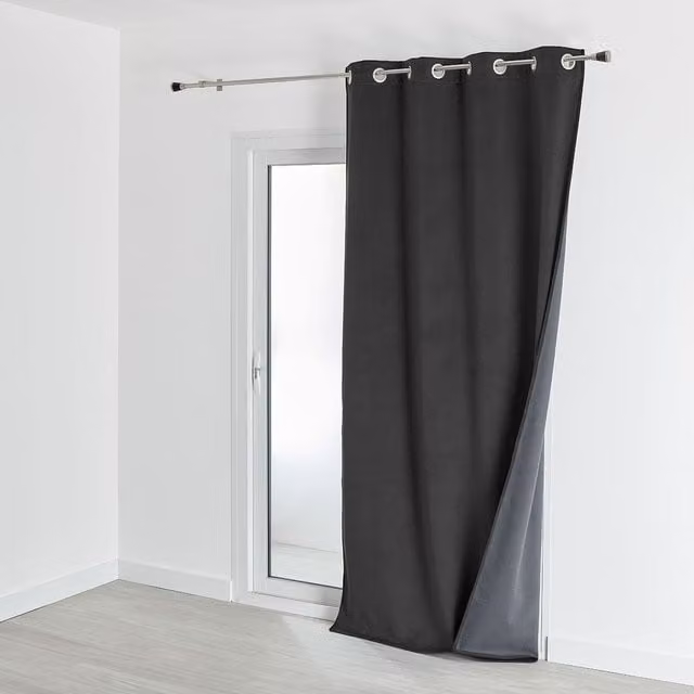 Cortina térmica opaca de terciopelo HomeMaison en color antracita con ojales plateados, An x Al: 135 x 280 cm