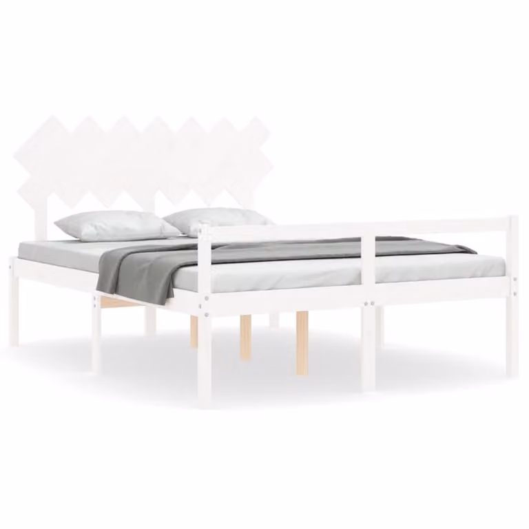 Cama para personas mayores vidaXL de madera maciza de pino en color blanco An/P/Al: 140 x 200 cm
