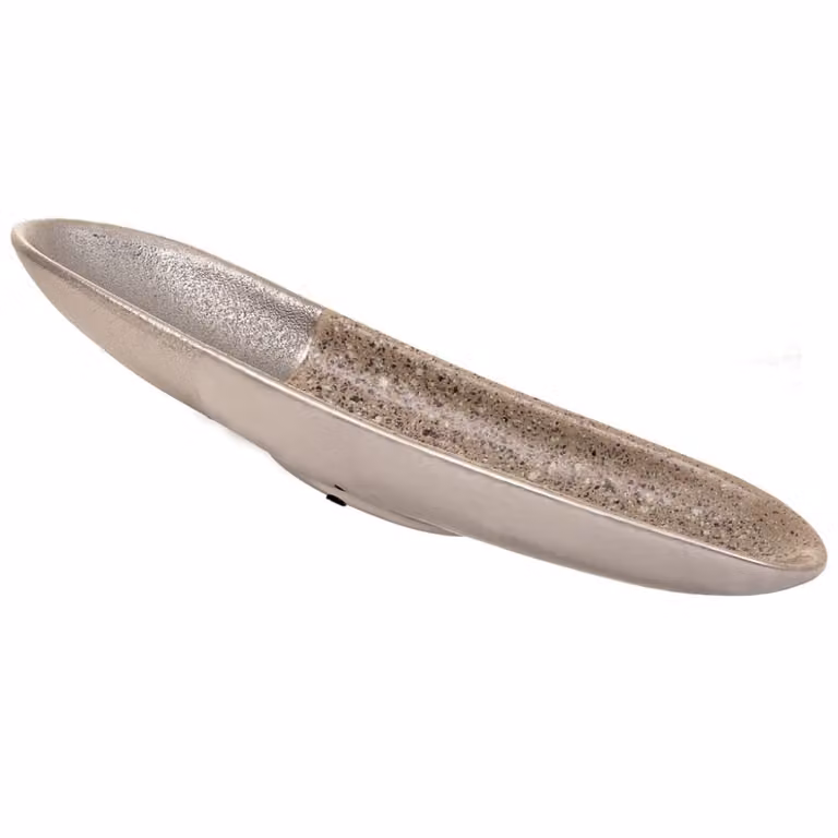 Centro de mesa oval de cerámica Wanderlust deco en color plateado y beige, An/P/Al: 43 x 12 x 5,5 cm