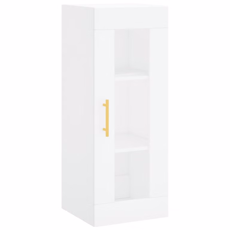Armario de pared moderno vidaXL en blanco con puertas de cristal y estantes internos, An/P/Al: 34,5 x 34 x 90 cm