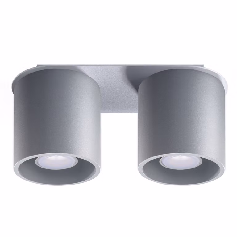 Lámpara de techo Sollux Orbis 2 de aluminio gris con diseño cilíndrico y altura: 12 cm
