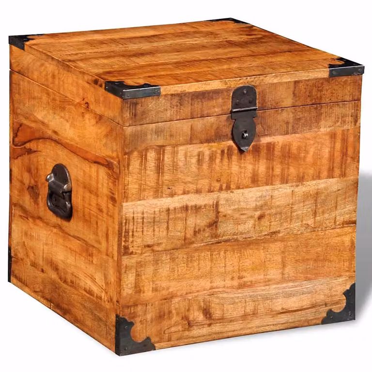 Cofre de almacenamiento cúbico de madera de mango de vidaXL en color marrón y estilo rústico