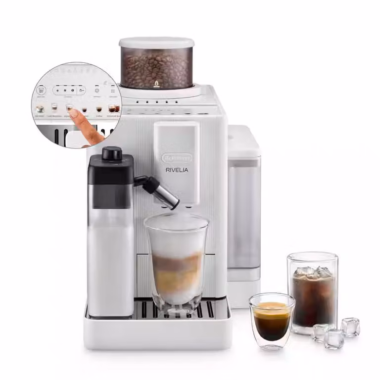 Cafetera automática De'Longhi Rivelia Start EXAM420.55.WXL con función cold brew en color blanco