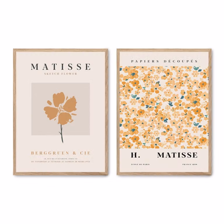 Set de 2 pósteres florales de Poster Lab con marco de madera multicolor, An/Al: 30 x 40 cm