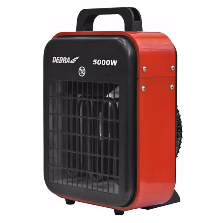 Calefactor eléctrico de resistencia Dedra de 2500 W en color rojo con protección contra sobrecalentamiento y termostato