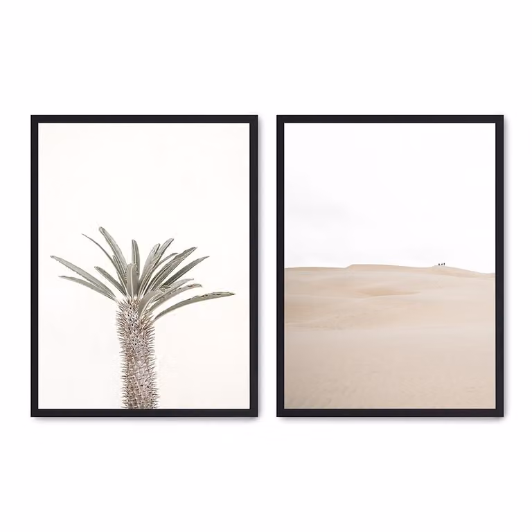 Set de 2 pósteres de papel de Poster Lab con marco de madera negro y diseño minimalista multicolor, An/Al: 30 x 40 cm