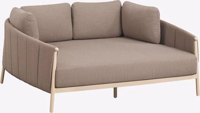 Tumbona doble Boleni de Sklum en aluminio con cojines de tejido bouclé beige