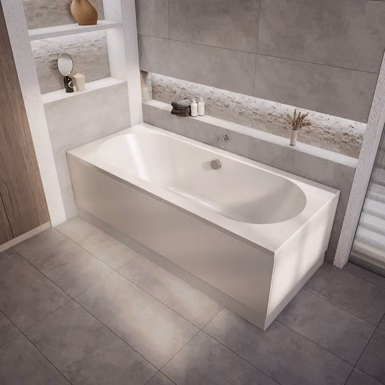 Bañera rectangular de acrílico Covelly con doble respaldo en color blanco, An/P/Al: 170 x 70 x 51 cm