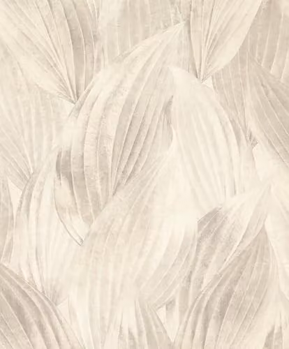 Papel pintado no tejido Rasch Back to Nature con diseño de hojas botánicas en color beige y gris, resistente y lavable, An/Al: 0,53 x 10,05 m