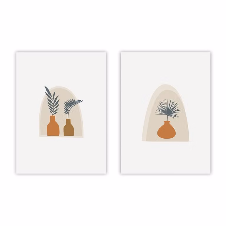 Set de 2 posters abstractos de estilo minimalista y diseño gráfico multicolor de Poster Lab, An/P: 50 x 70 cm