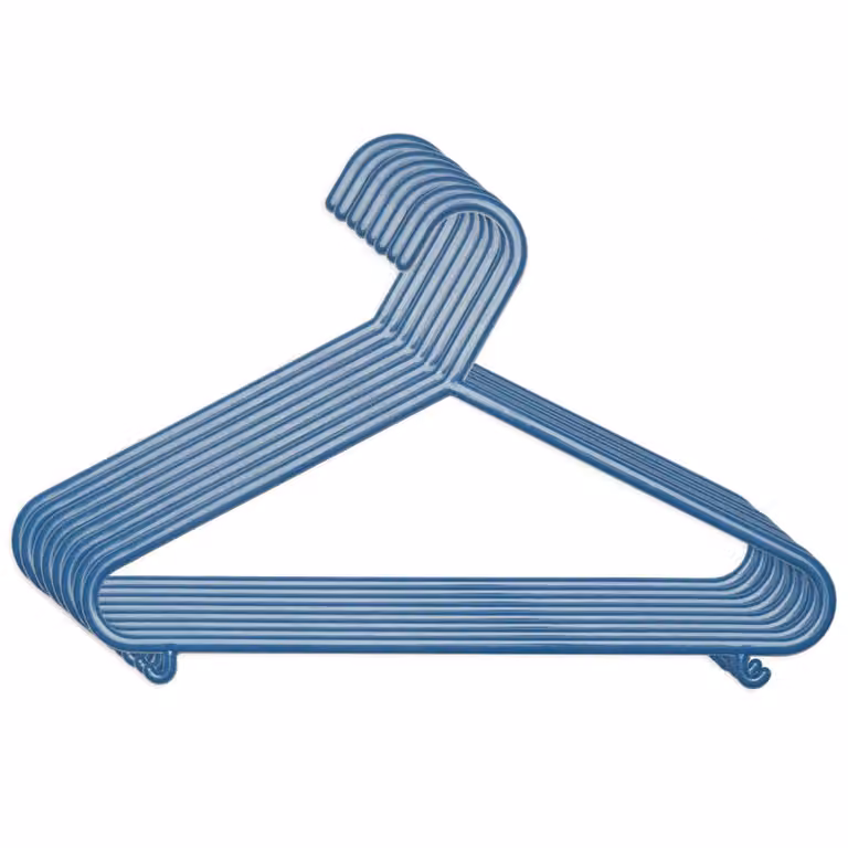 Set de 8 perchas de plástico Bieco para niños y ropa de bebé en color azul, Longitud: 30 cm