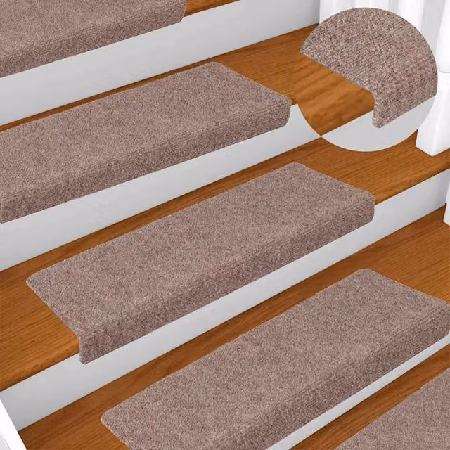 Set de 15 felpudos autoadhesivos para escaleras Vidaxl, color beige, de polipropileno, An/P/Al: 65 x 21 x 4 cm