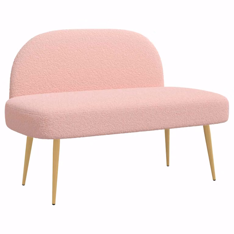 Banco tapizado con respaldo rosa en tejido bouclé vidaXL An/P/Al: 110 x 60 x 76 cm