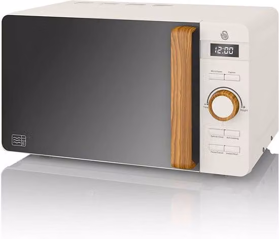 Microondas digital Swan Nordic de 20 l en blanco con 800 W de potencia y temporizador