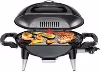 Barbacoa eléctrica de sobremesa Rommelsbacher BBQ 4000 con parrilla de hierro fundido y termómetro en color negro