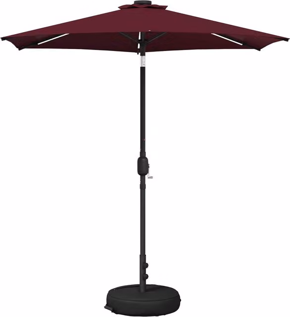 Parasol de jardín SYFAX rojo con luces LED y base de poliéster An/P: 228 x 226 cm