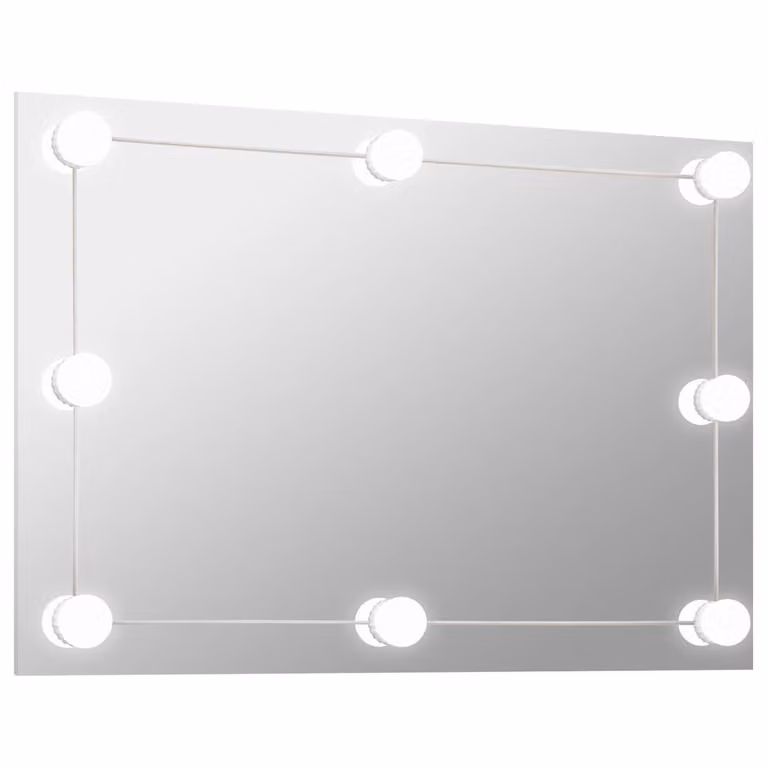 Espejo de pared rectangular de vidrio con luces LED vidaXL en color plata y blanco