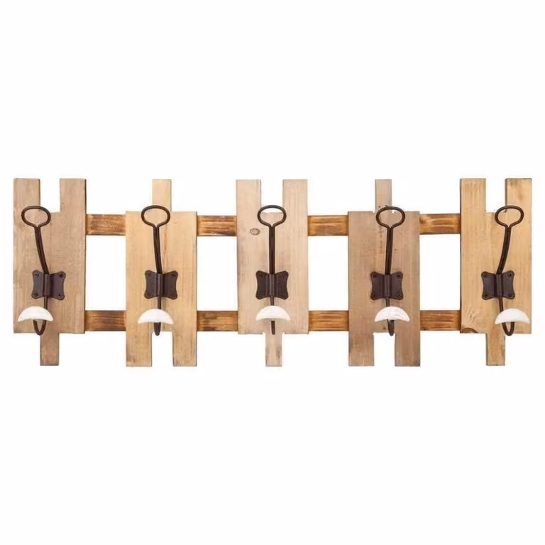 Percha de madera de 5 ganchos Wanderlust para pared, disponible en marrón o blanco, An/P/Al: 70 x 10 x 25 cm